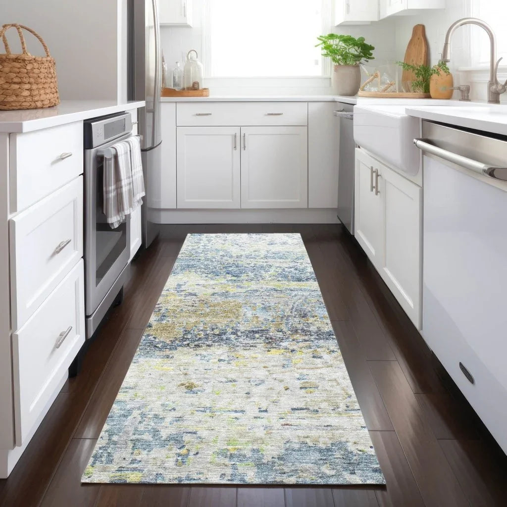 LOOMLAN Rugs Talia Blue Washable Indoor-Outdoor Rug