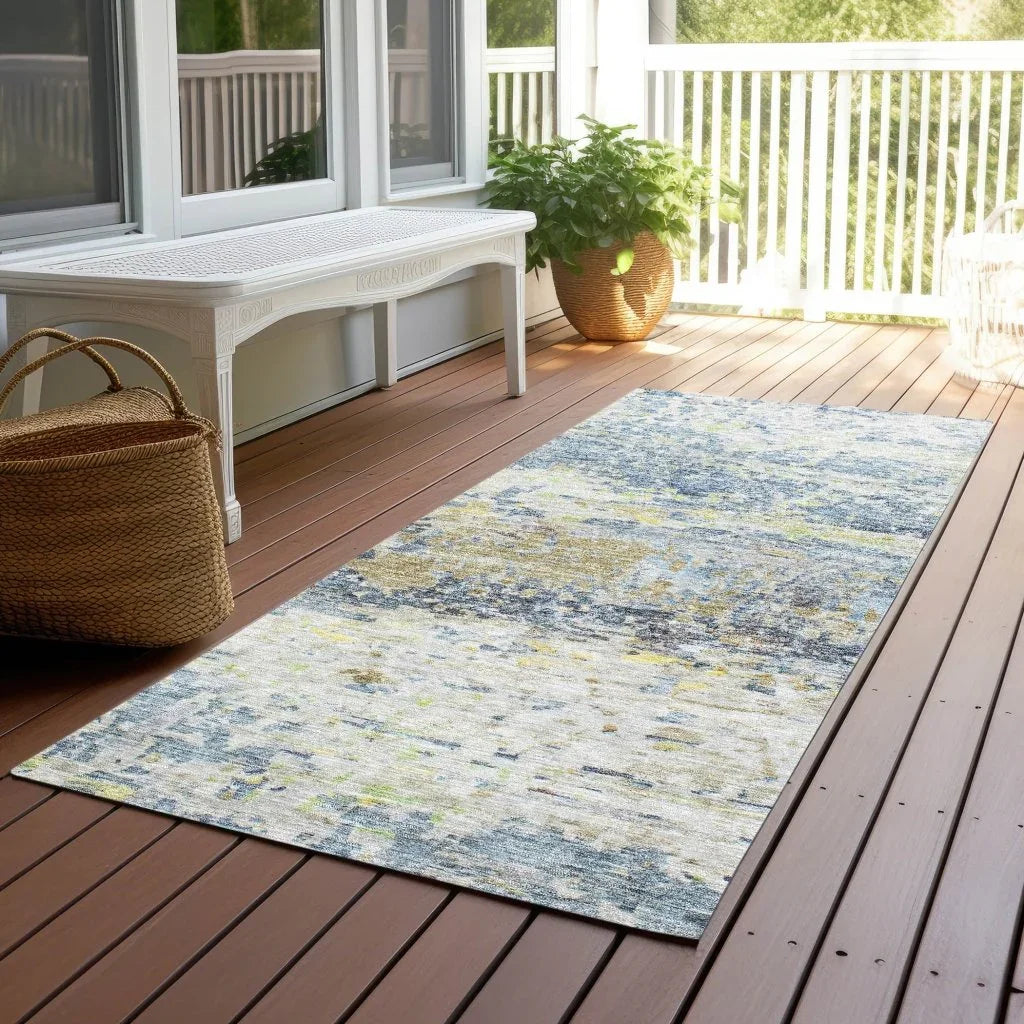LOOMLAN Rugs Talia Blue Washable Indoor-Outdoor Rug