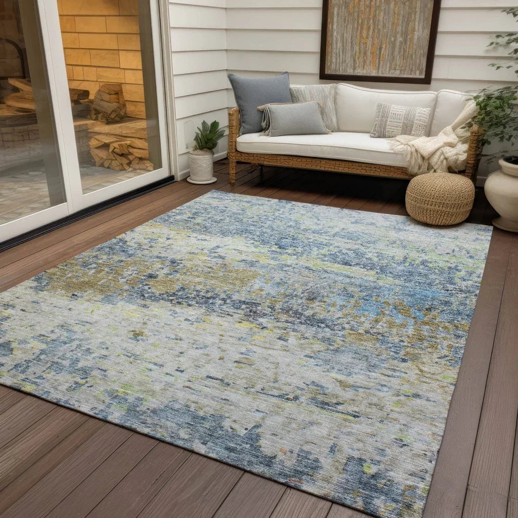 LOOMLAN Rugs Talia Blue Washable Indoor-Outdoor Rug