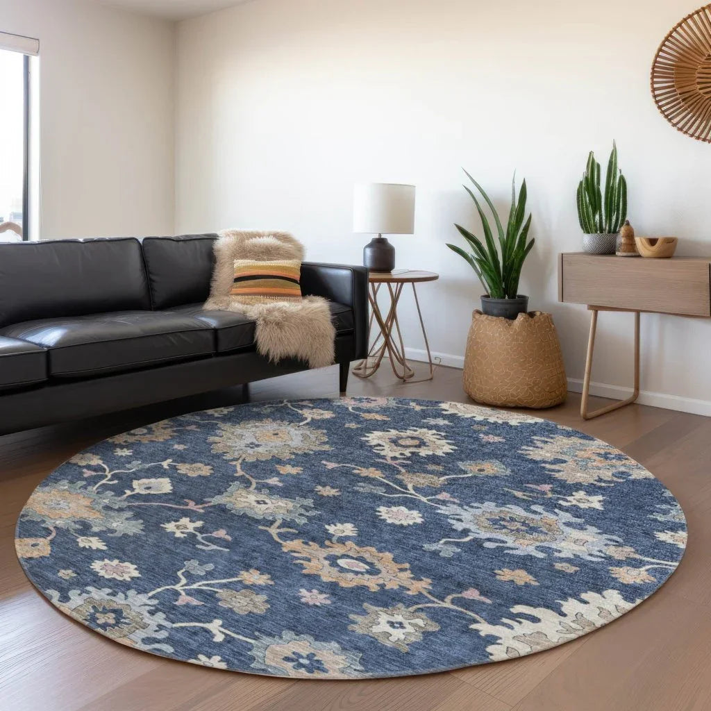 LOOMLAN Rugs Talitha Blue Washable Indoor-Outdoor Rug