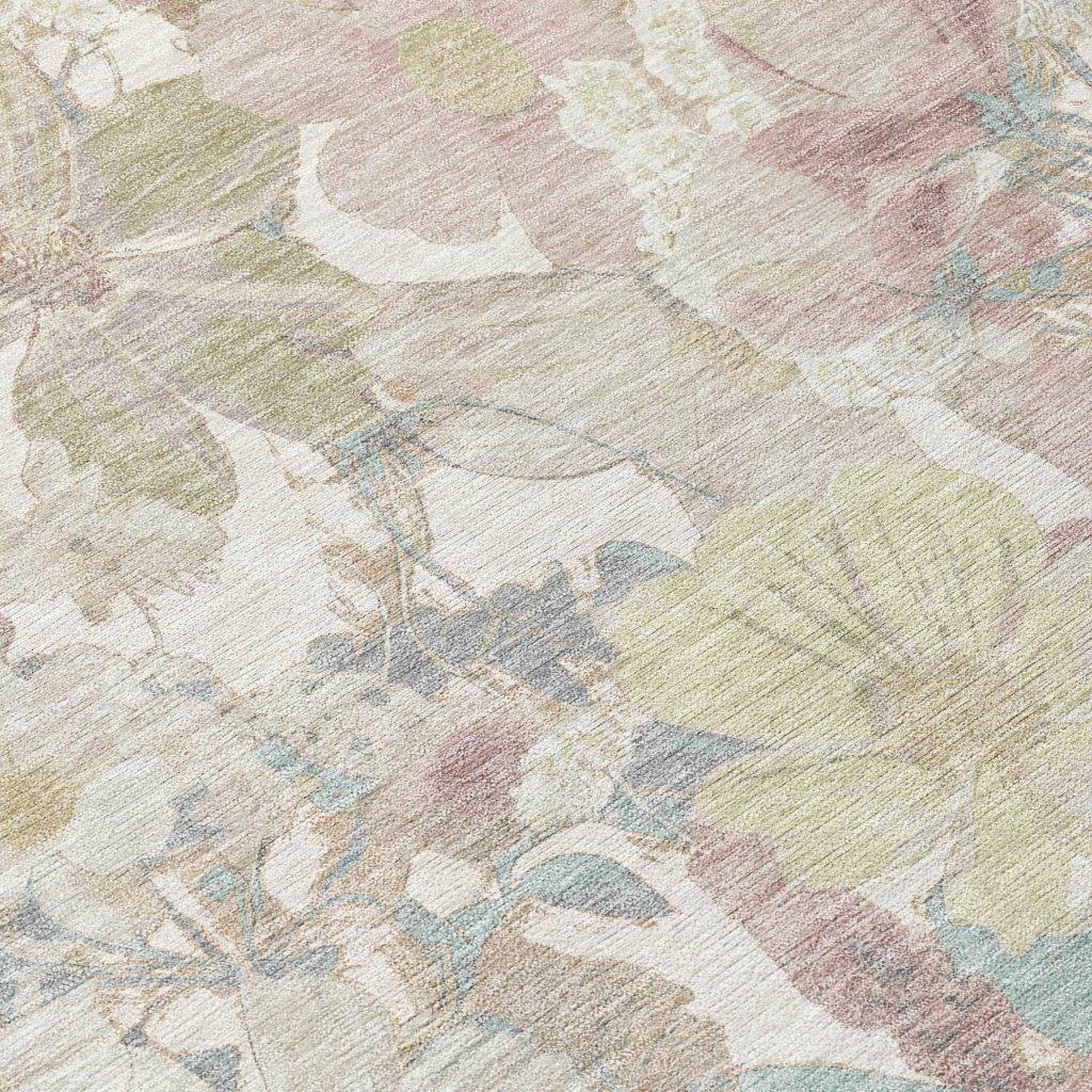 LOOMLAN Rugs Taniska Ivory Washable Indoor-Outdoor Rug