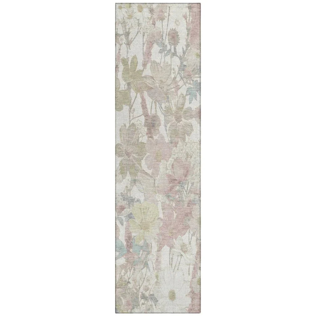 LOOMLAN Rugs Taniska Ivory Washable Indoor-Outdoor Rug