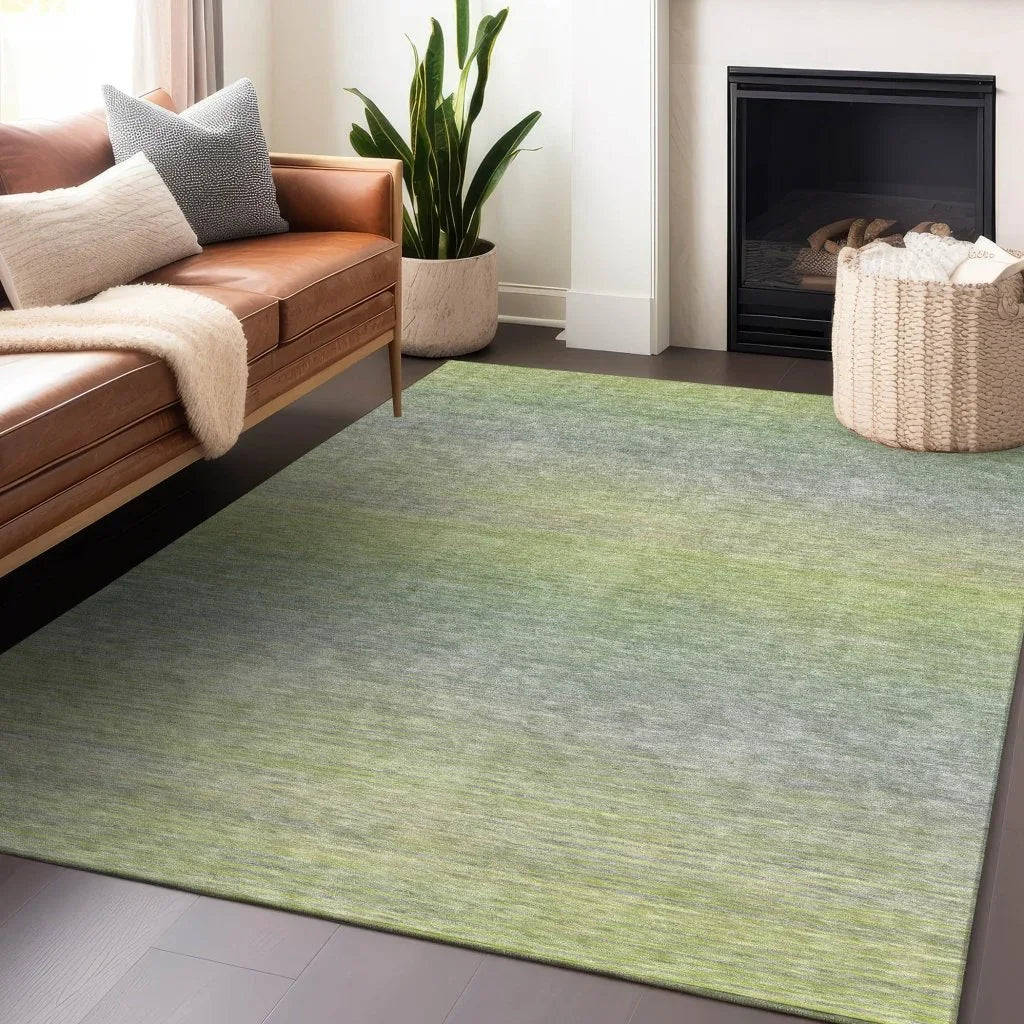 LOOMLAN Rugs Tanoura Green Washable Indoor-Outdoor Rug