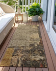 LOOMLAN Rugs Tektar Brown Washable Indoor-Outdoor Rug