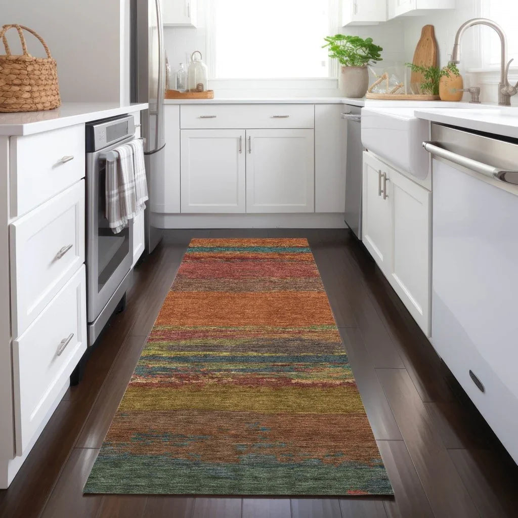 LOOMLAN Rugs Temira Orange Washable Indoor-Outdoor Rug