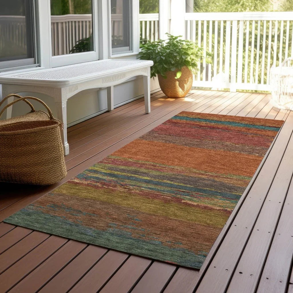 LOOMLAN Rugs Temira Orange Washable Indoor-Outdoor Rug