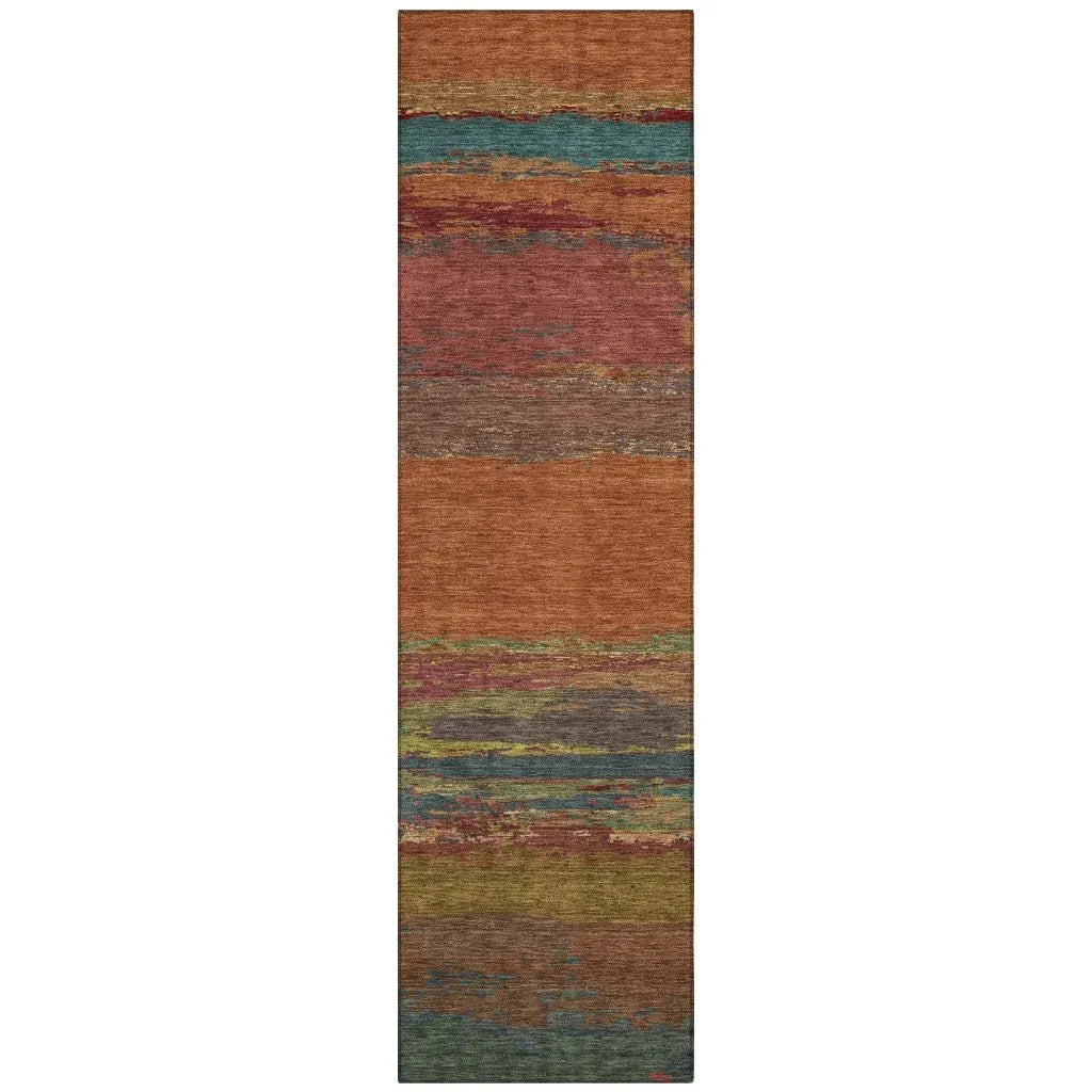 LOOMLAN Rugs Temira Orange Washable Indoor-Outdoor Rug