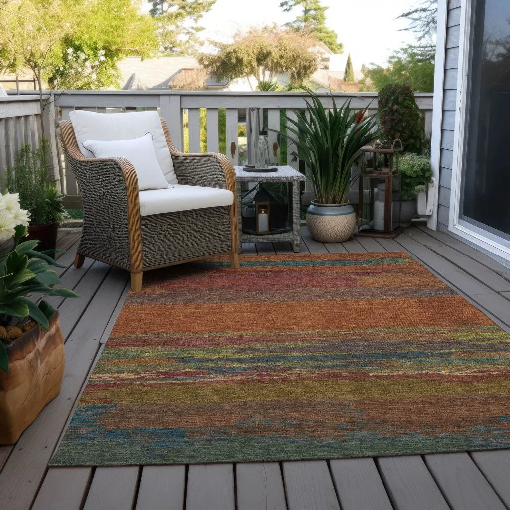 LOOMLAN Rugs Temira Orange Washable Indoor-Outdoor Rug