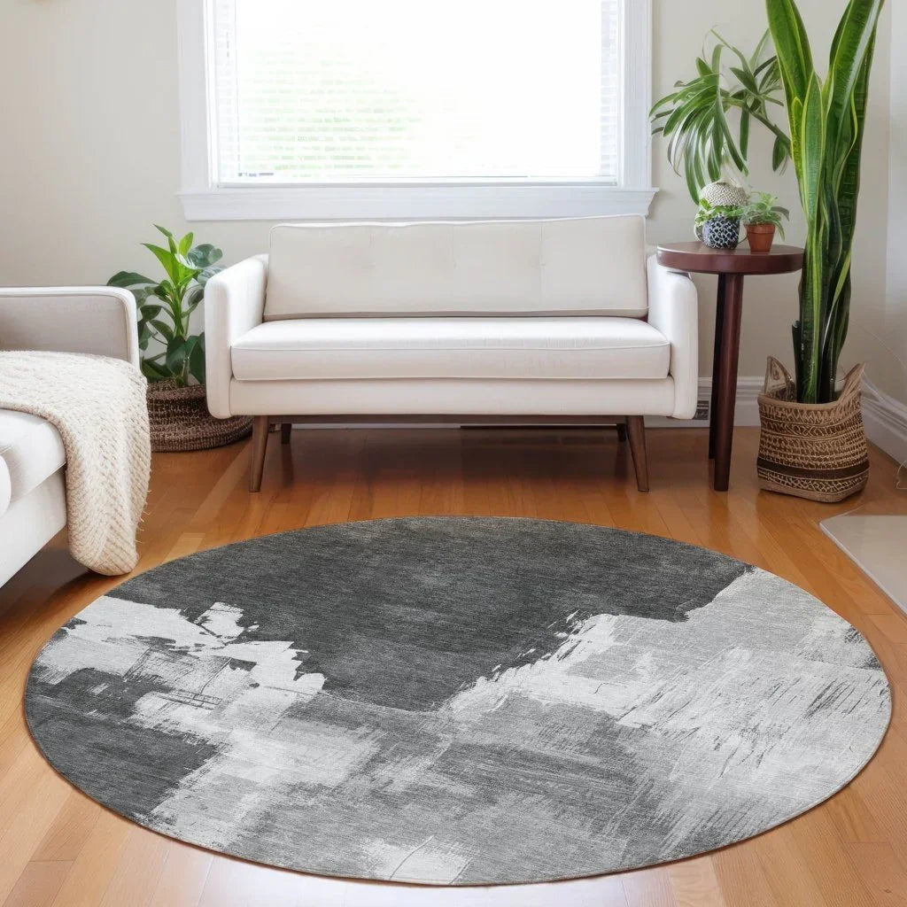 LOOMLAN Rugs Tethira Gray Washable Indoor-Outdoor Rug