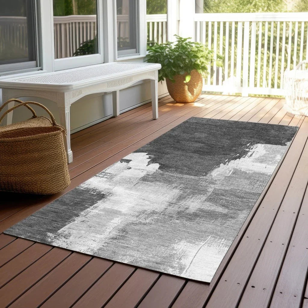 LOOMLAN Rugs Tethira Gray Washable Indoor-Outdoor Rug