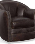Texas Love Leather on Hide Western Swivel Club Chair - LOOMLAN - Uptown Sebastian - Club Chairs