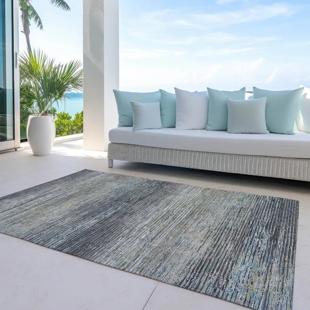 LOOMLAN Rugs Teya Gray Washable Indoor-Outdoor Rug