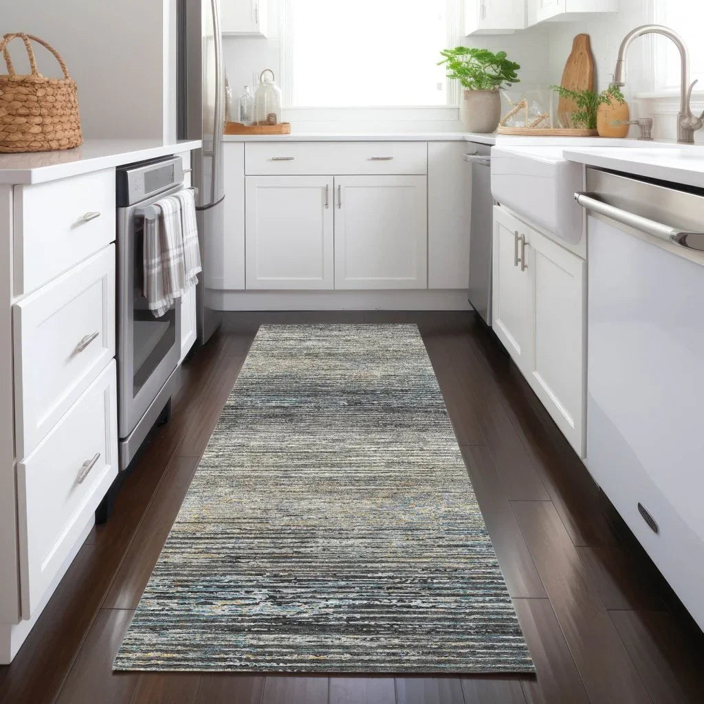 LOOMLAN Rugs Teya Gray Washable Indoor-Outdoor Rug
