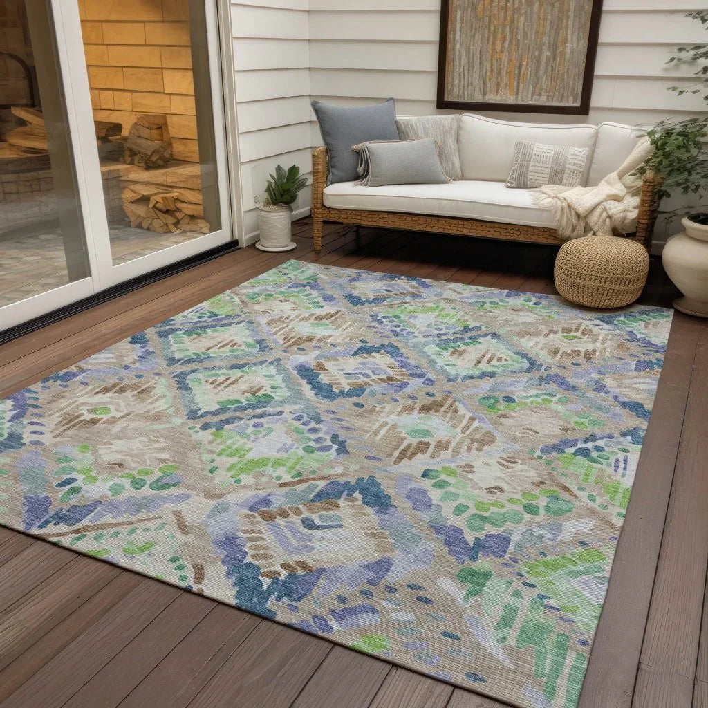 LOOMLAN Rugs Thalara Brown Washable Indoor-Outdoor Rug