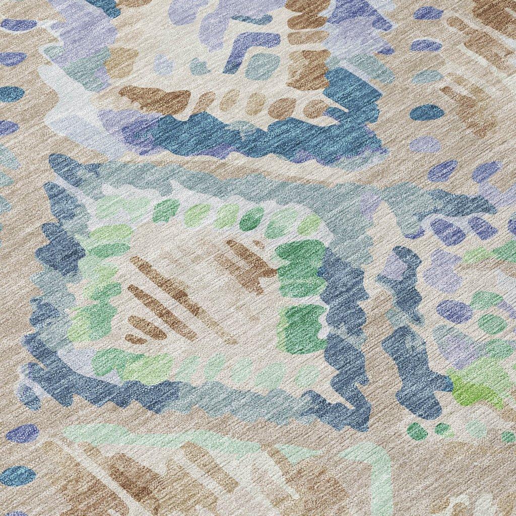LOOMLAN Rugs Thalara Brown Washable Indoor-Outdoor Rug