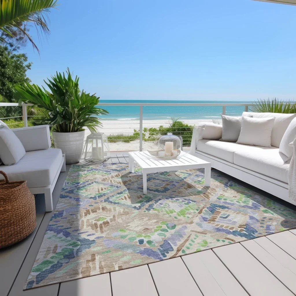 LOOMLAN Rugs Thalara Brown Washable Indoor-Outdoor Rug