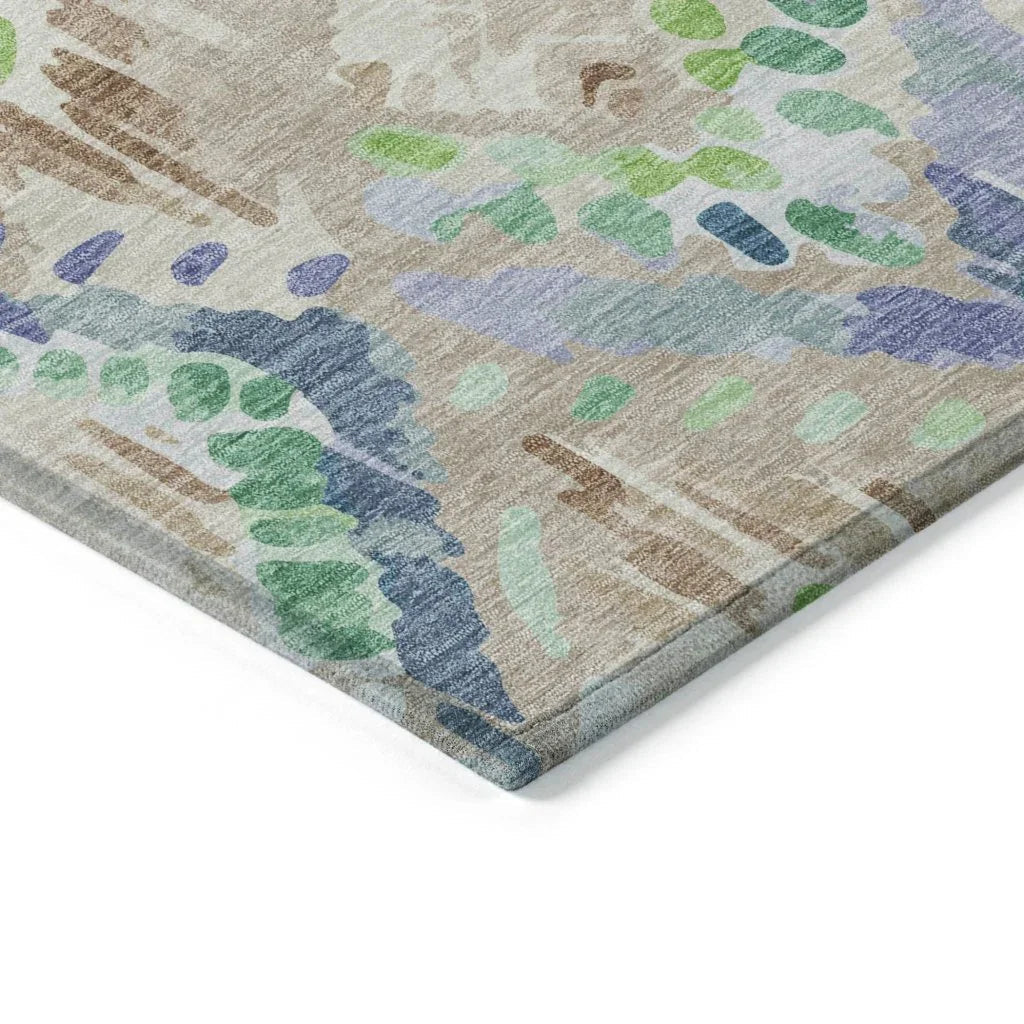 LOOMLAN Rugs Thalara Brown Washable Indoor-Outdoor Rug