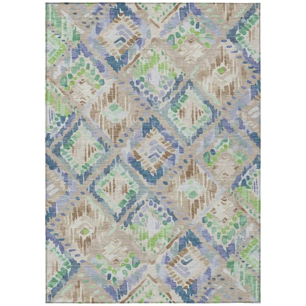 LOOMLAN Rugs Thalara Brown Washable Indoor-Outdoor Rug