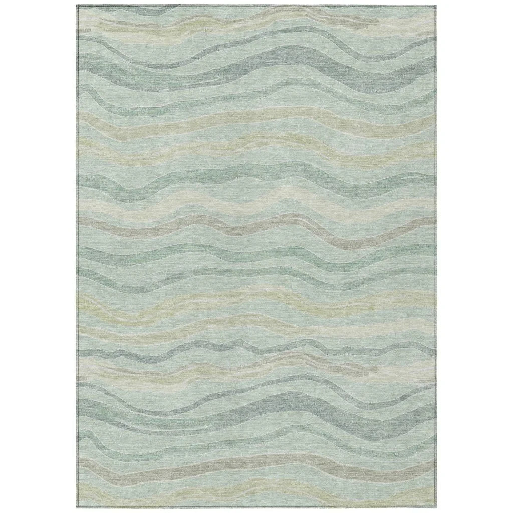 LOOMLAN Rugs Thalvyn Green Washable Indoor-Outdoor Rug