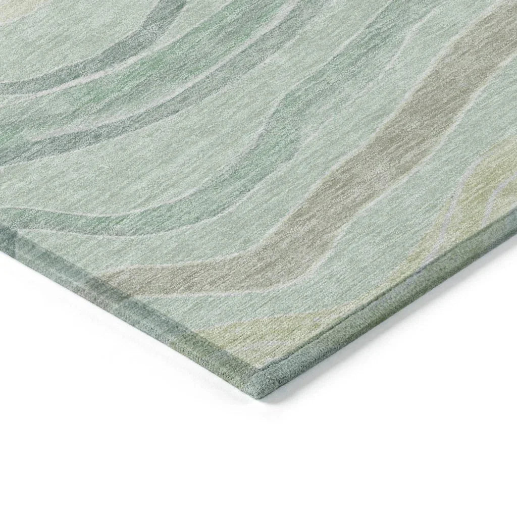 LOOMLAN Rugs Thalvyn Green Washable Indoor-Outdoor Rug
