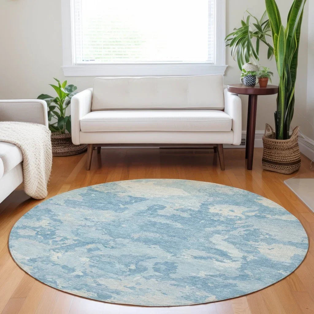 LOOMLAN Rugs Tharne Blue Washable Indoor-Outdoor Rug