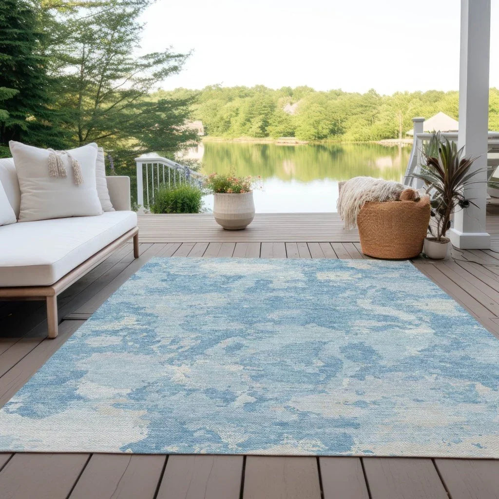LOOMLAN Rugs Tharne Blue Washable Indoor-Outdoor Rug