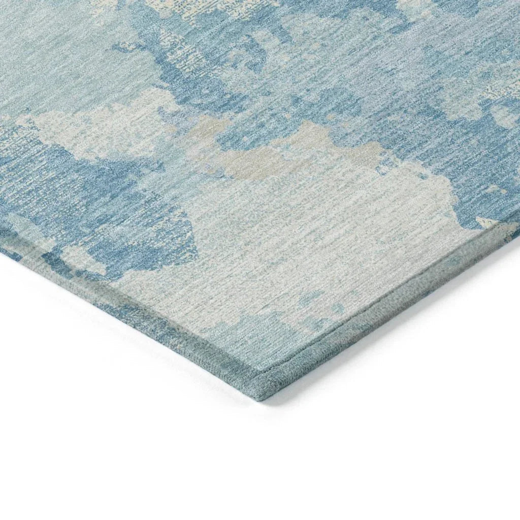 LOOMLAN Rugs Tharne Blue Washable Indoor-Outdoor Rug