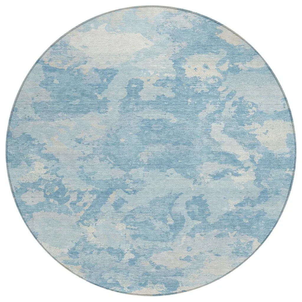 LOOMLAN Rugs Tharne Blue Washable Indoor-Outdoor Rug