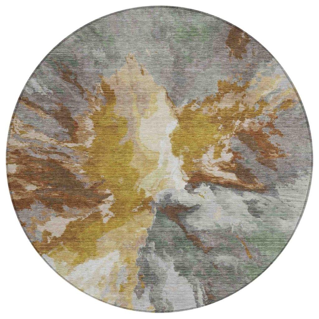 LOOMLAN Rugs Theodara Gold Washable Indoor-Outdoor Rug