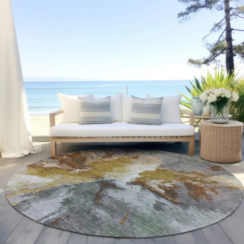 LOOMLAN Rugs Theodara Gold Washable Indoor-Outdoor Rug