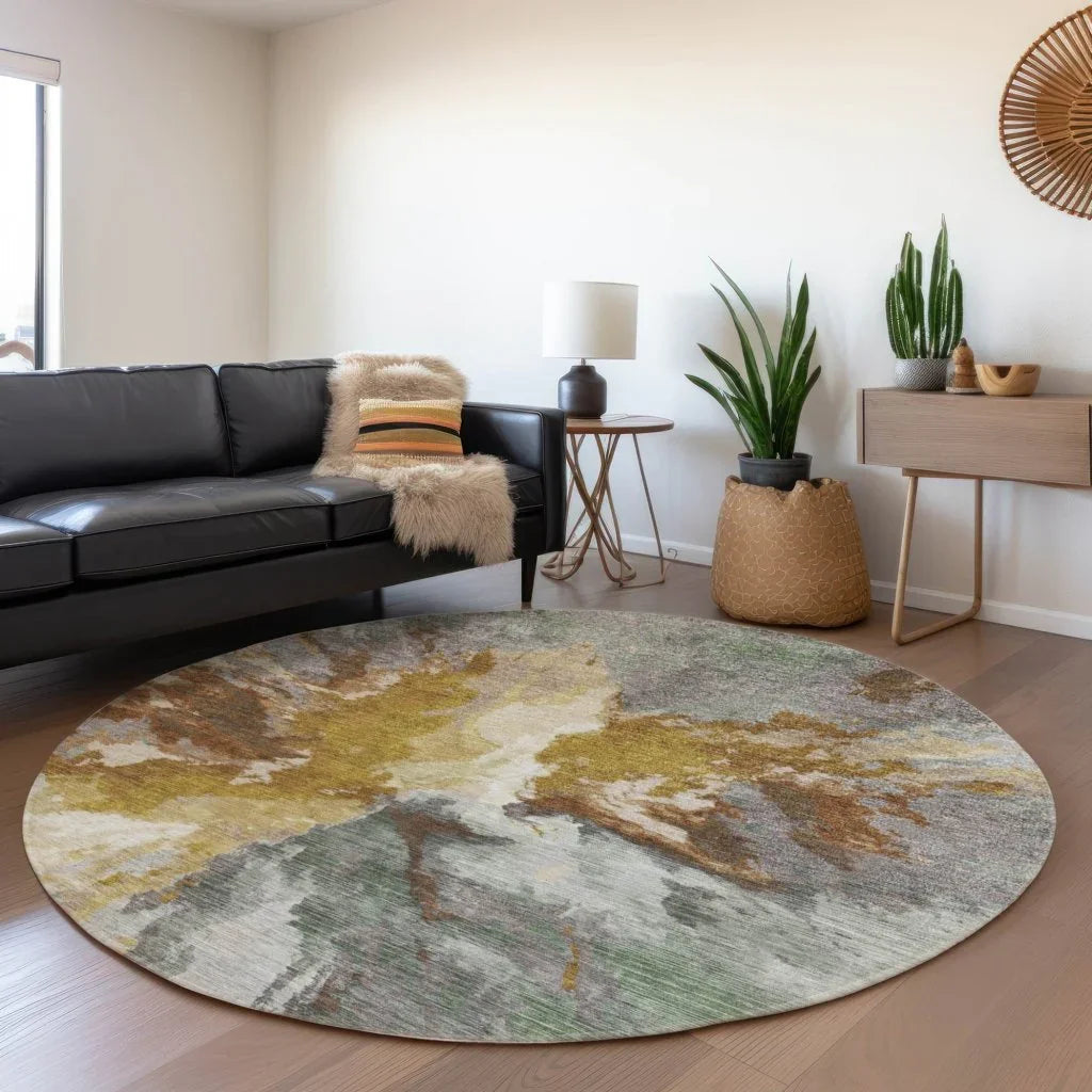 LOOMLAN Rugs Theodara Gold Washable Indoor-Outdoor Rug
