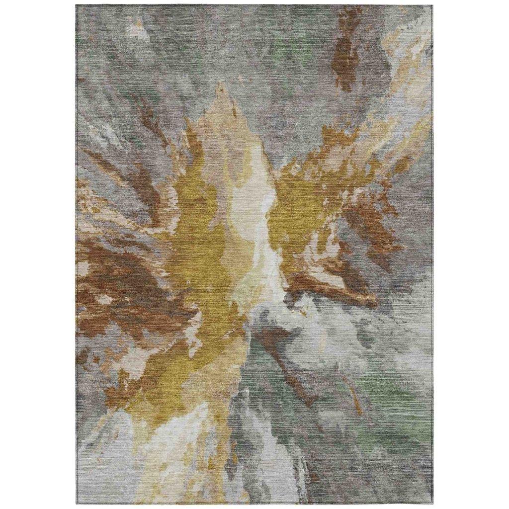 LOOMLAN Rugs Theodara Gold Washable Indoor-Outdoor Rug