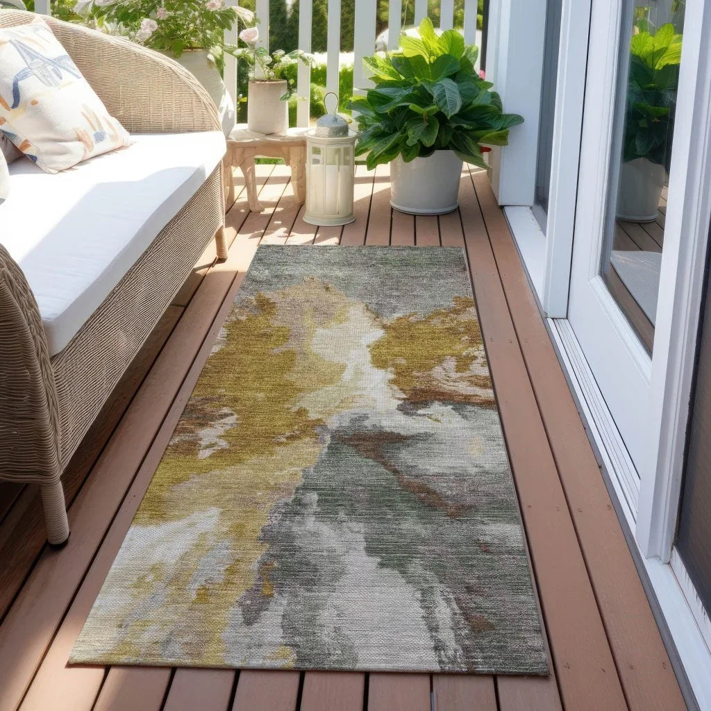 LOOMLAN Rugs Theodara Gold Washable Indoor-Outdoor Rug
