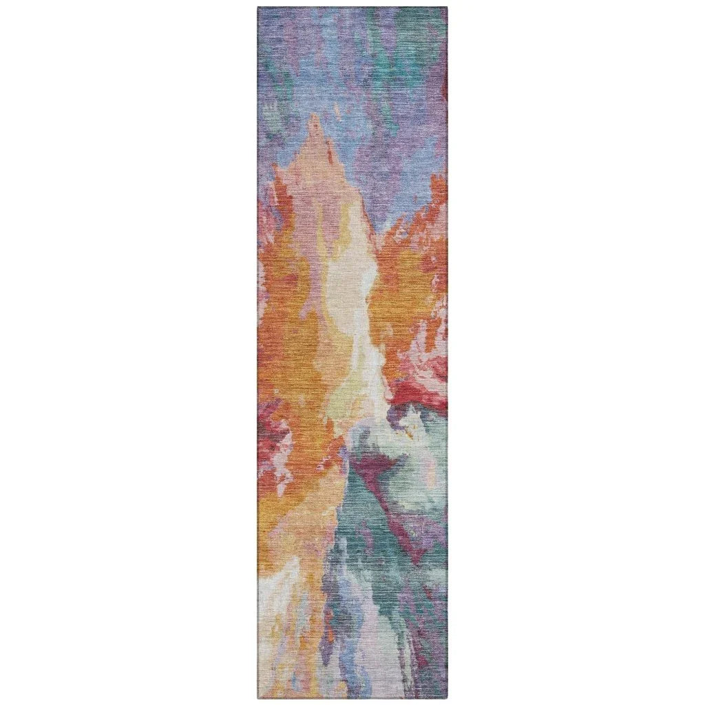 LOOMLAN Rugs Theodara Orange Washable Indoor-Outdoor Rug
