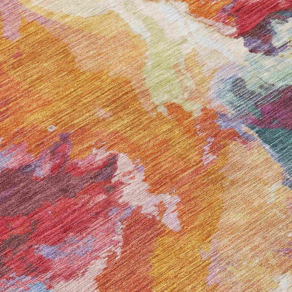 LOOMLAN Rugs Theodara Orange Washable Indoor-Outdoor Rug