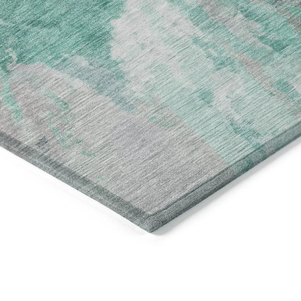 LOOMLAN Rugs Theodara Teal Washable Indoor-Outdoor Rug