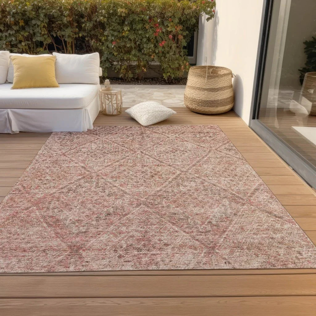 LOOMLAN Rugs Theodora Pink Washable Indoor-Outdoor Rug