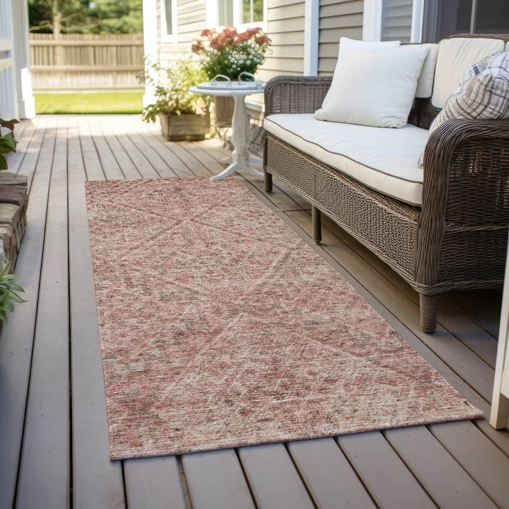 LOOMLAN Rugs Theodora Pink Washable Indoor-Outdoor Rug