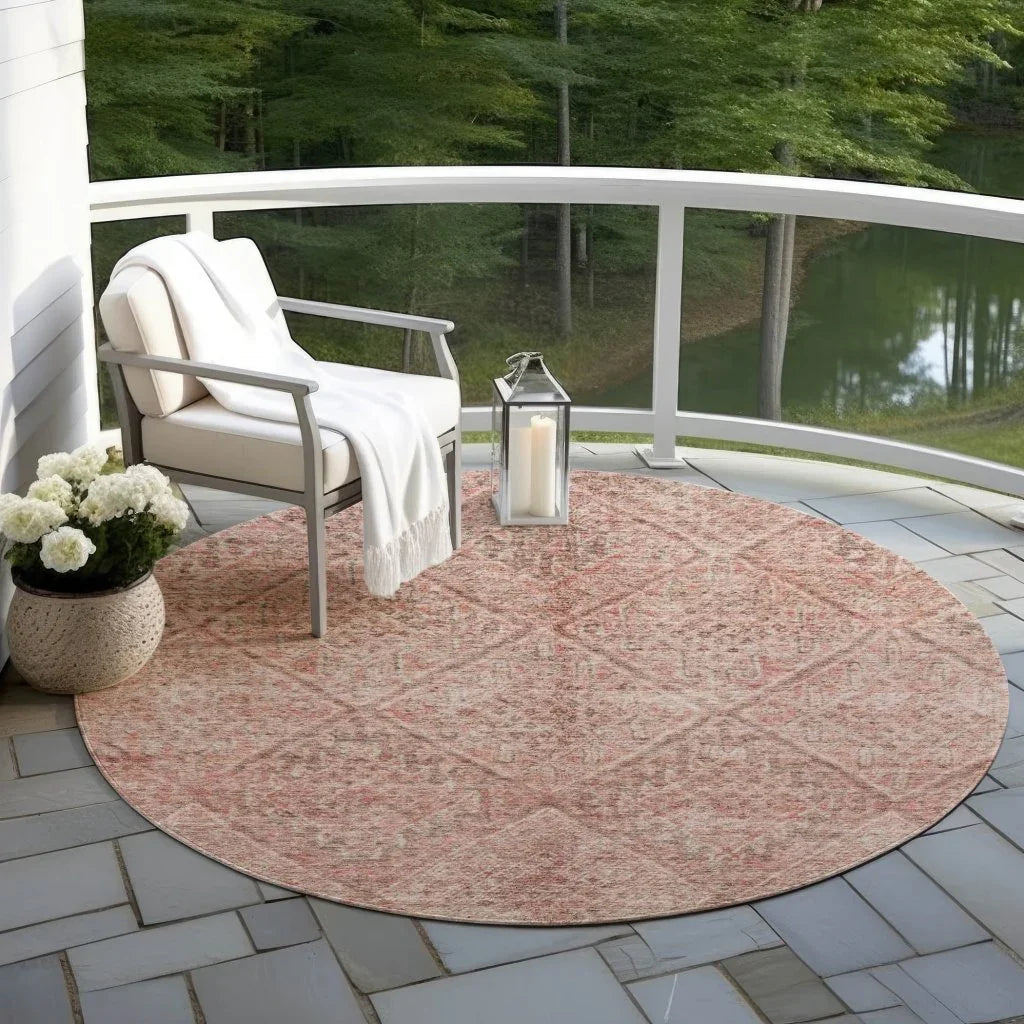 LOOMLAN Rugs Theodora Pink Washable Indoor-Outdoor Rug