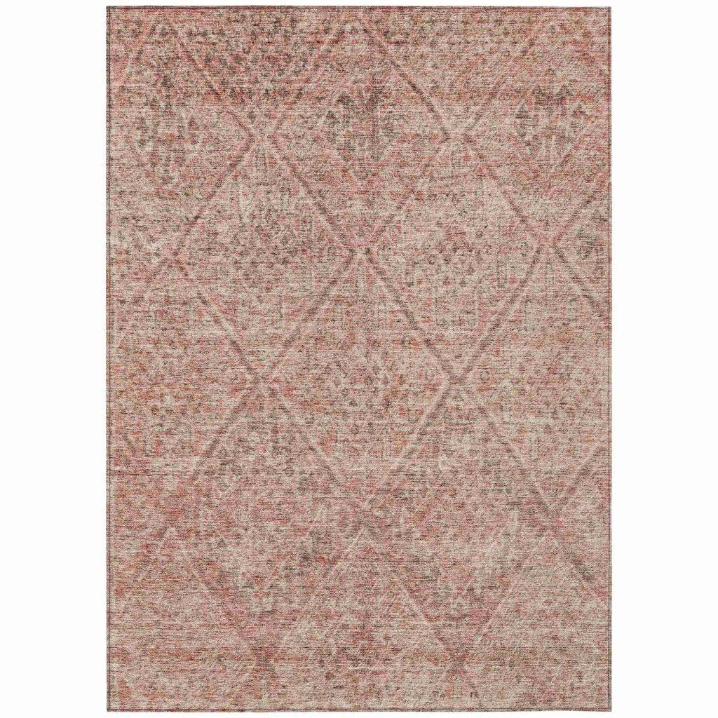 LOOMLAN Rugs Theodora Pink Washable Indoor-Outdoor Rug