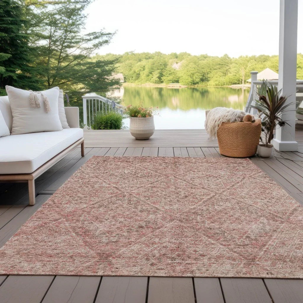 LOOMLAN Rugs Theodora Pink Washable Indoor-Outdoor Rug