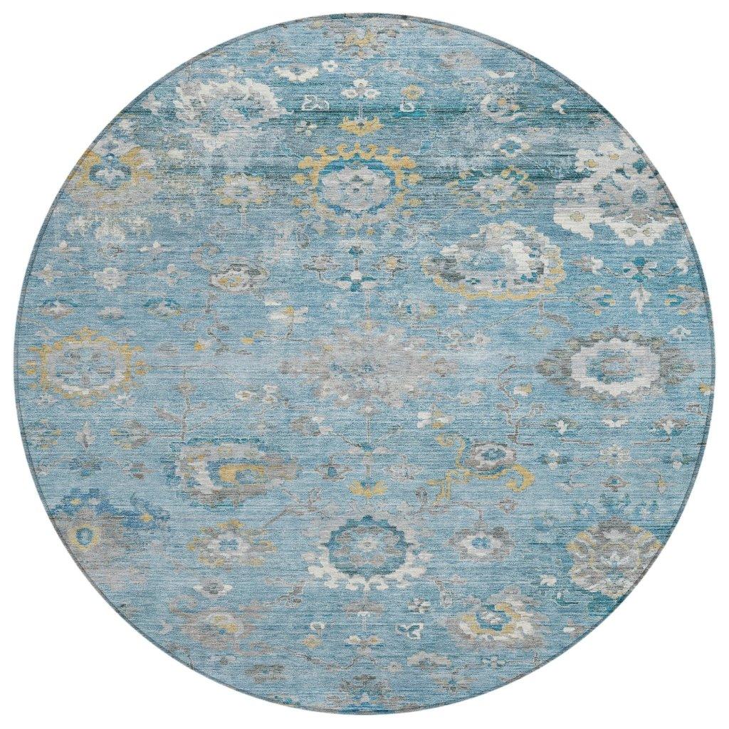 LOOMLAN Rugs Thessia Teal Washable Indoor-Outdoor Rug
