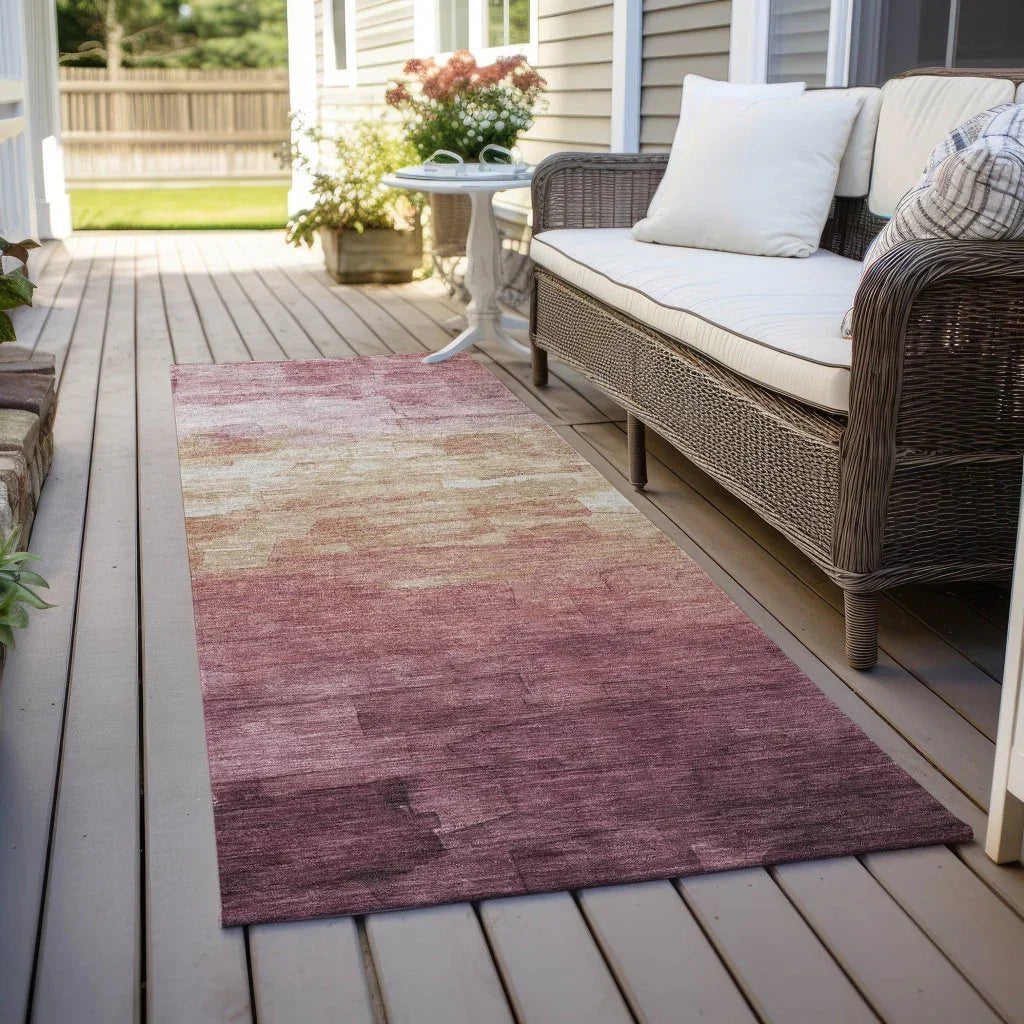 LOOMLAN Rugs Thornelle Pink Washable Indoor-Outdoor Rug
