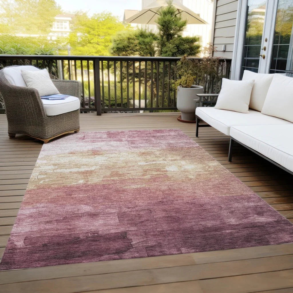 LOOMLAN Rugs Thornelle Pink Washable Indoor-Outdoor Rug