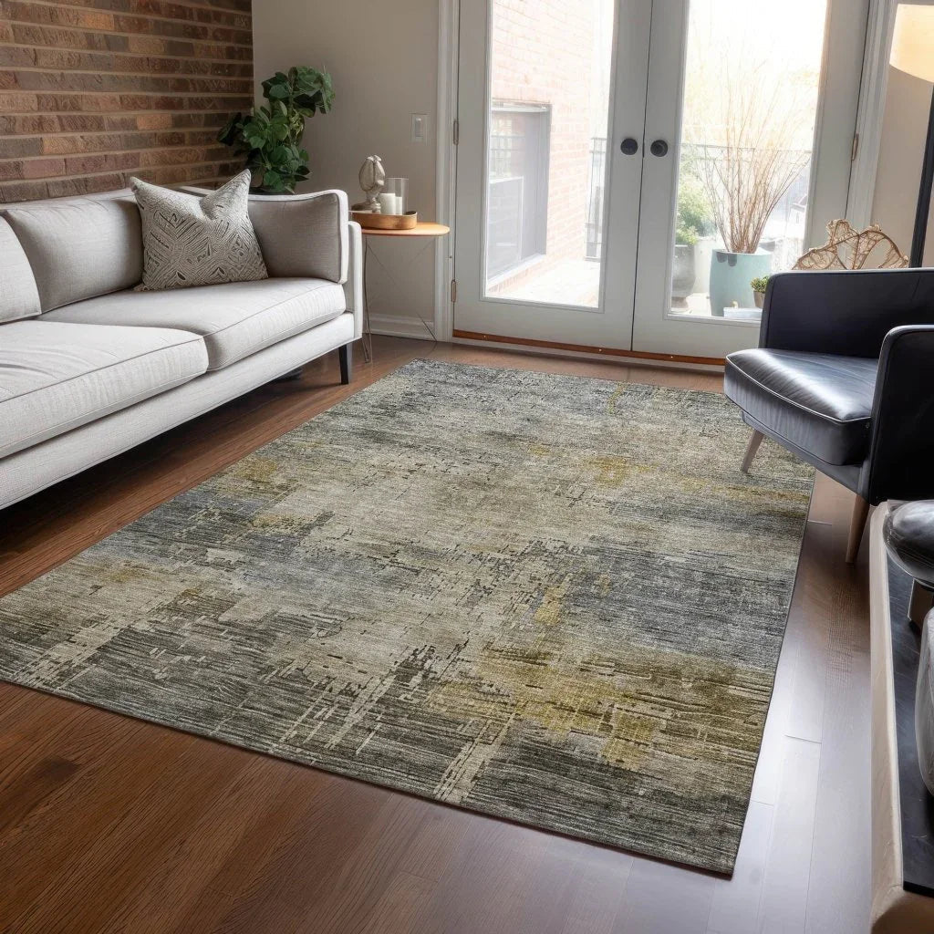 LOOMLAN Rugs Thornyx Pewter Washable Indoor-Outdoor Rug