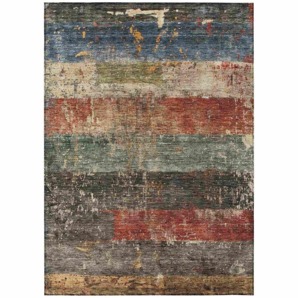 LOOMLAN Rugs Threadin Green Washable Indoor-Outdoor Rug