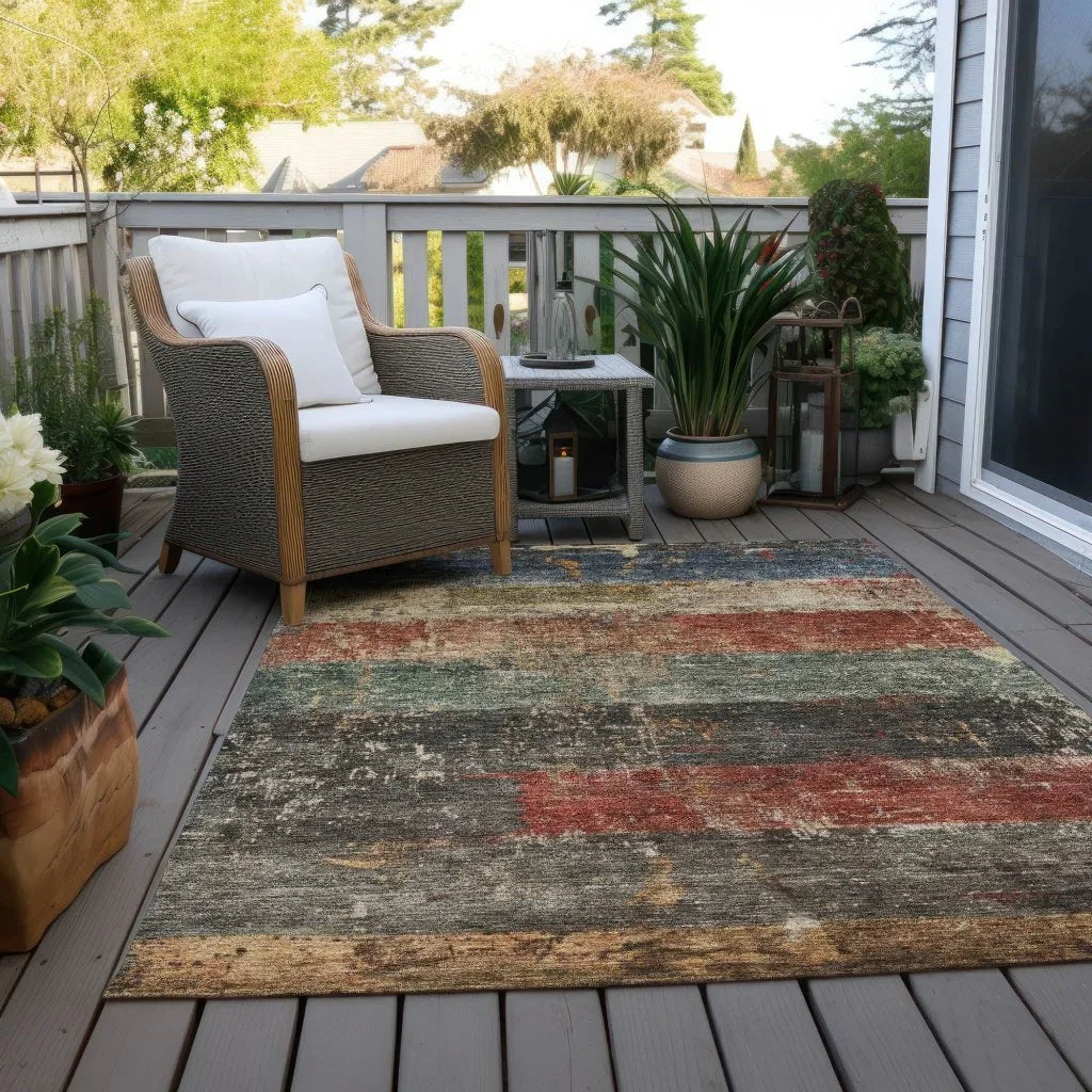 LOOMLAN Rugs Threadin Green Washable Indoor-Outdoor Rug