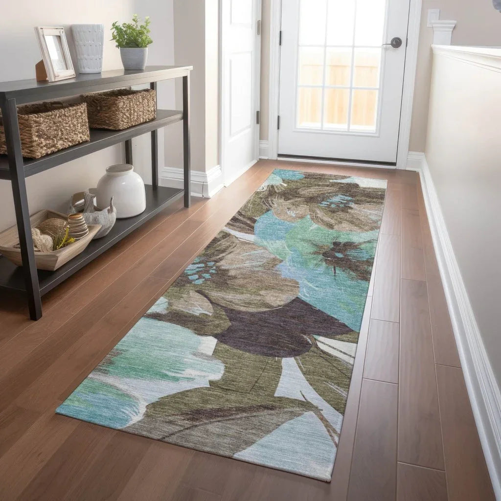 LOOMLAN Rugs Threadiva Brown Washable Indoor-Outdoor Rug