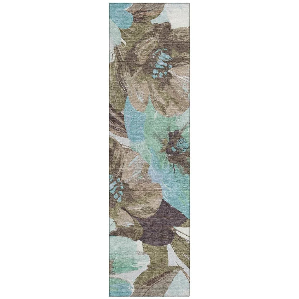 LOOMLAN Rugs Threadiva Brown Washable Indoor-Outdoor Rug