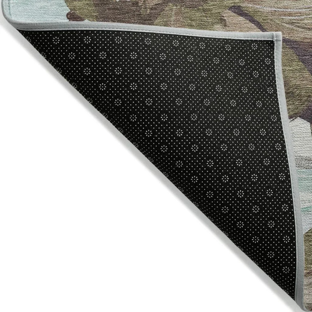 LOOMLAN Rugs Threadiva Brown Washable Indoor-Outdoor Rug
